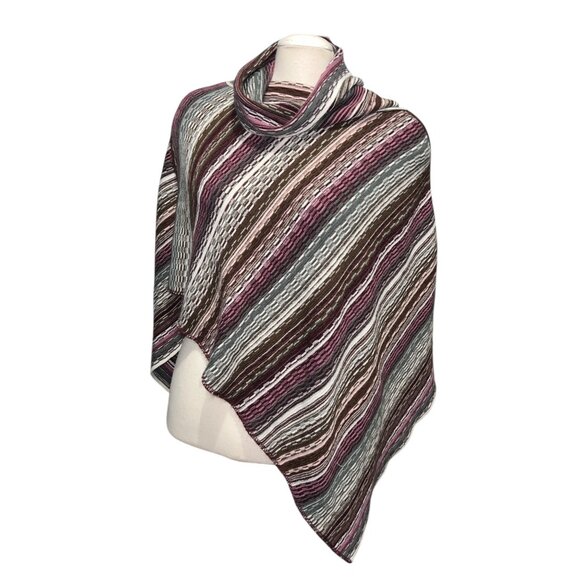 Cato Womens Multicolor Striped Knit Poncho One Size - Picture 1 of 8